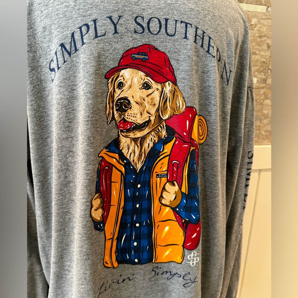 Livin' Simply Southern Long Sleeve Gray Dog Backpack Shirt Extra Large XL XXL - Picture 5 of 5